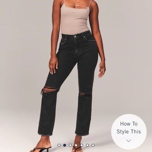 Curve Love Ultra High Rise Ankle Straight Jeans - Ripped black